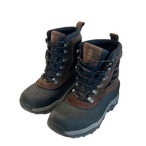 Lands End Women's Waterproof Snow Boots Suede Leather Upper Black Brown Size 6